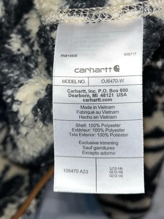 Carhartt Fair Isle Pullover Fleece Loose Fit Sherpa Sweatshirt Women's Large - Picture 9 of 10